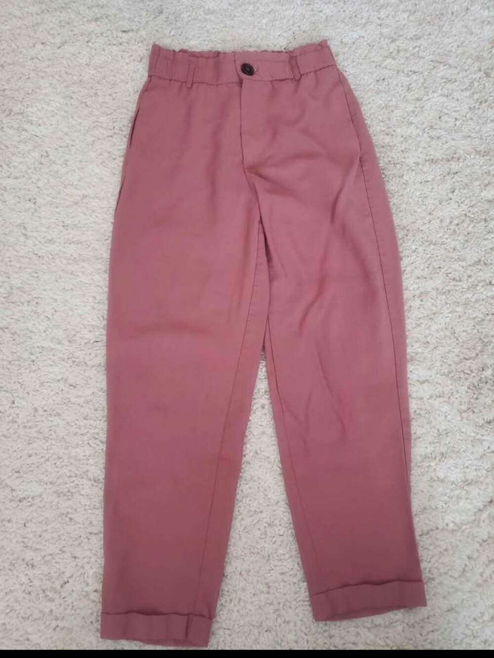 Zara Dusty Rose High-Waist Pleated Trousers